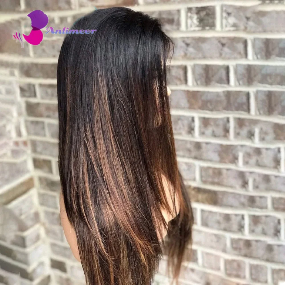 Ombre Brown Straight Wig Silk Base Wig /13×6/13×4 Lace Front Wig Pre-Plucked Baby Hair Brazilian Human Hair Wig For Women Ombre Brown Straight Wig Silk Base Wig /13x6/13x4 Lace Front Wig Pre-Plucked Baby Hair Brazilian Human Hair Wig For Women